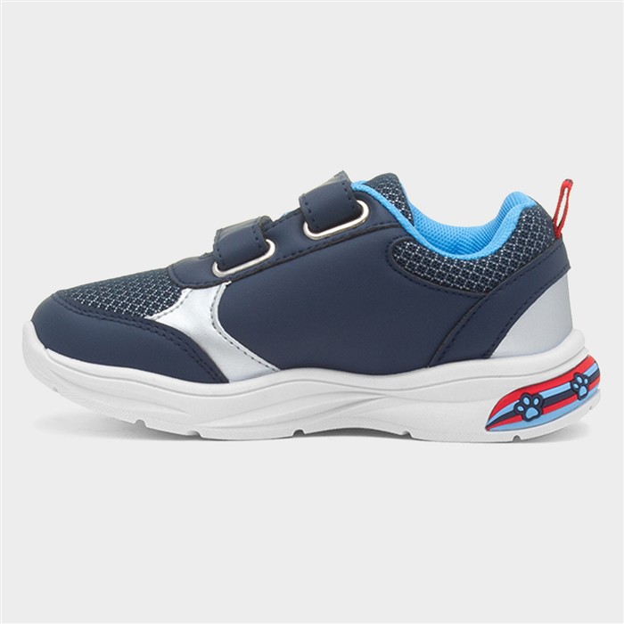 Kids Navy Easy Fasten Light Up Trainer