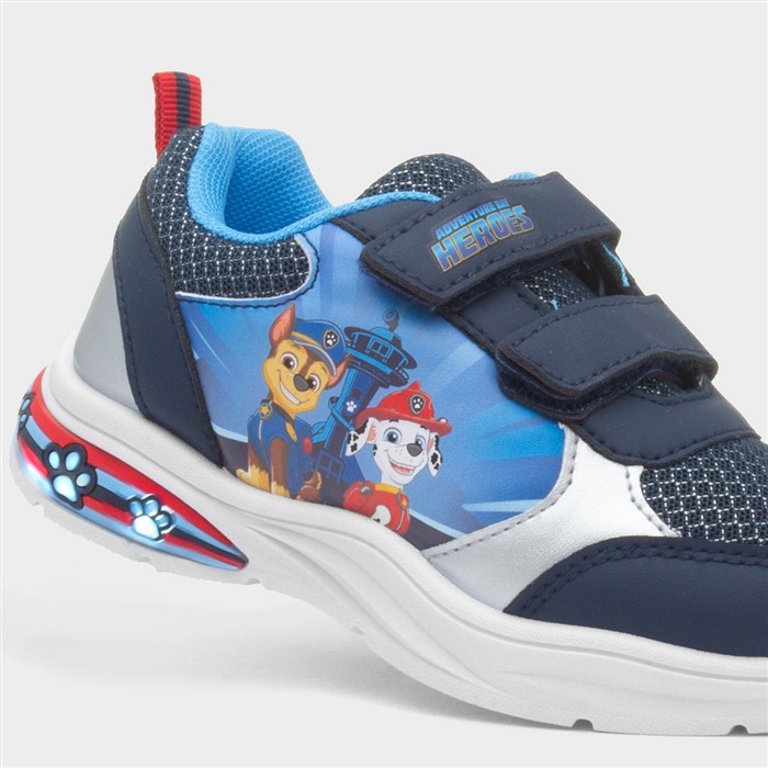 Kids Navy Easy Fasten Light Up Trainer