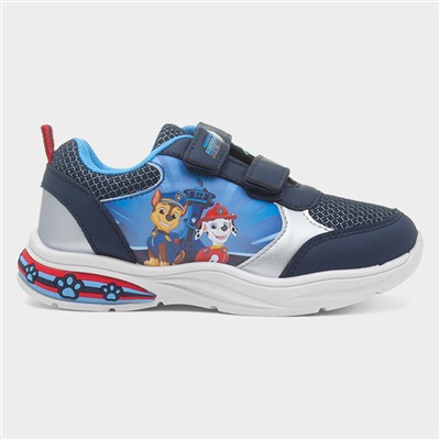 Kids Navy Easy Fasten Light Up Trainer