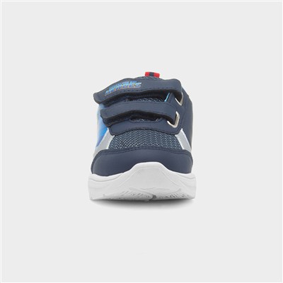 Kids Navy Easy Fasten Light Up Trainer