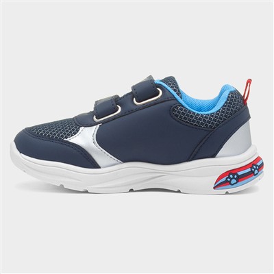 Kids Navy Easy Fasten Light Up Trainer