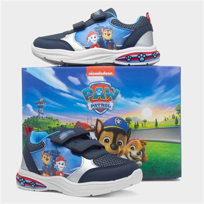 Kids Navy Easy Fasten Light Up Trainer
