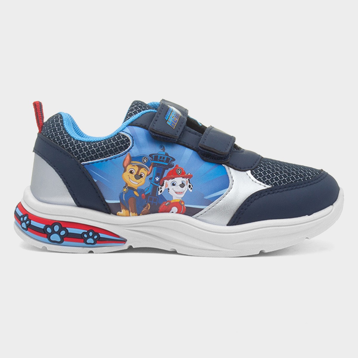 Kids Navy Easy Fasten Light Up Trainer
