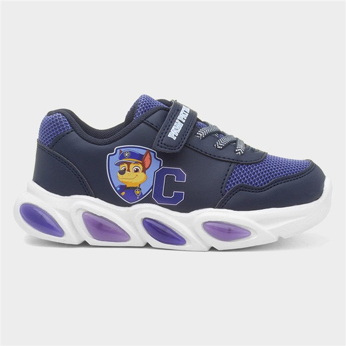 Kids Blue Light Up Easy Fasten Trainer