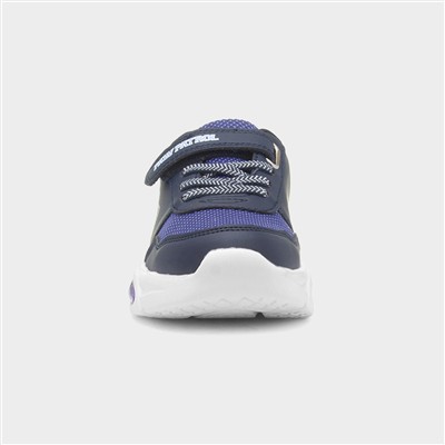 Kids Blue Light Up Easy Fasten Trainer