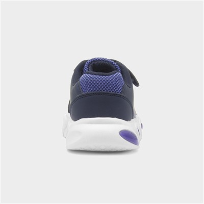 Kids Blue Light Up Easy Fasten Trainer