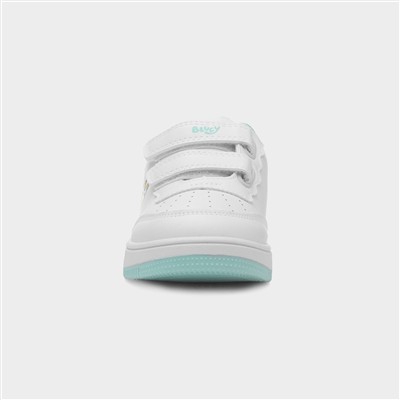 Kids White & Blue Easy Fasten Trainer