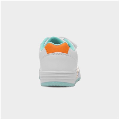 Kids White & Blue Easy Fasten Trainer