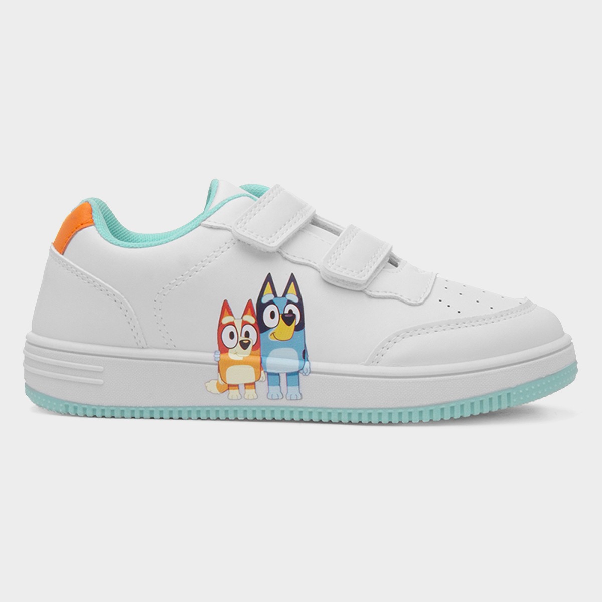 Kids White & Blue Easy Fasten Trainer