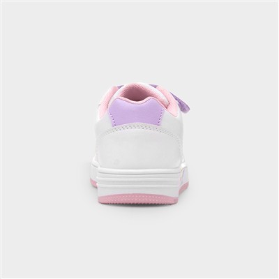 Kids White & Purple Easy Fasten Trainer