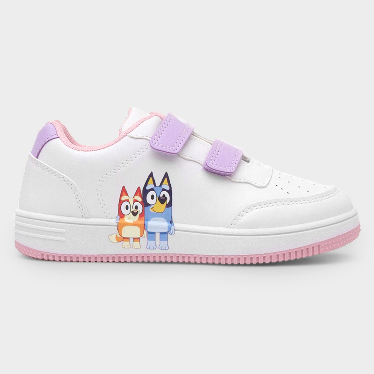 Kids White & Purple Easy Fasten Trainer