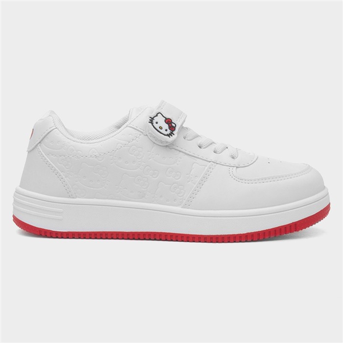 Kids White Easy Fasten Trainer