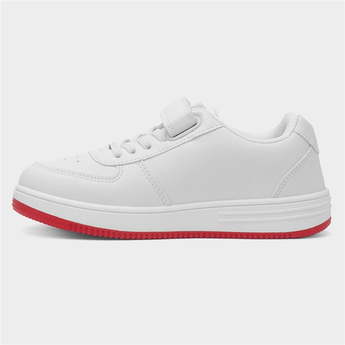 Kids White Easy Fasten Trainer