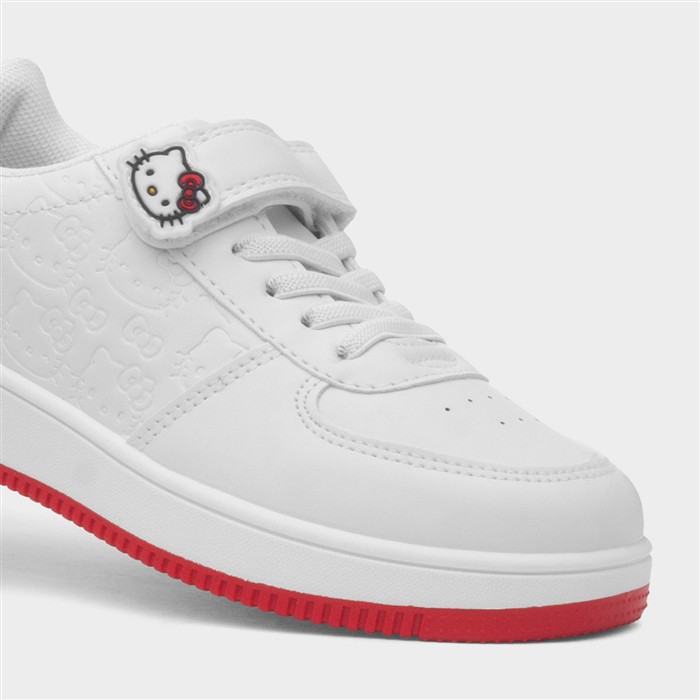 Kids White Easy Fasten Trainer