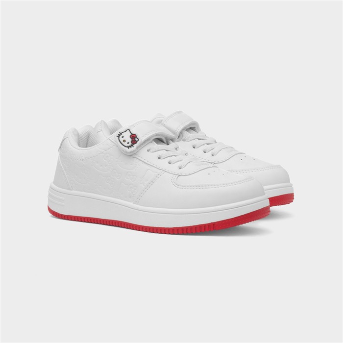 Kids White Easy Fasten Trainer