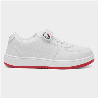 Kids White Easy Fasten Trainer