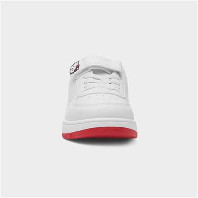 Kids White Easy Fasten Trainer
