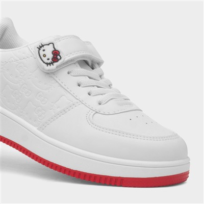 Kids White Easy Fasten Trainer