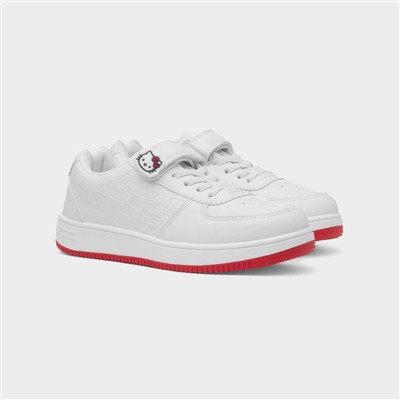 Kids White Easy Fasten Trainer
