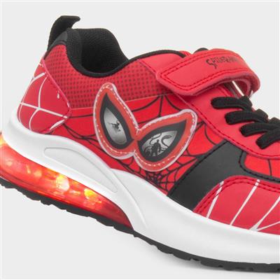 Kids Red Easy Fasten Light Up Trainer
