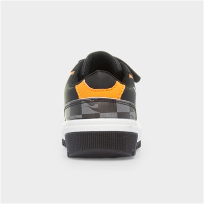 Clin Kids Black Easy Fasten Trainer