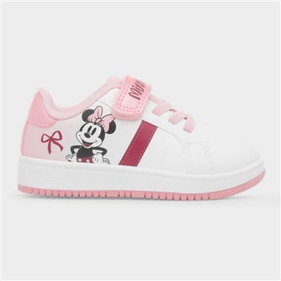 Kids White & Pink Easy Fasten Trainer