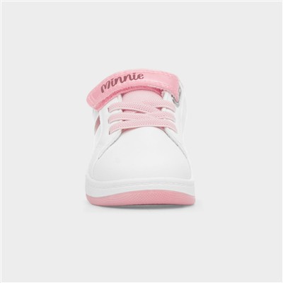 Kids White & Pink Easy Fasten Trainer