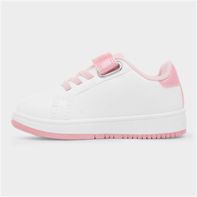 Kids White & Pink Easy Fasten Trainer