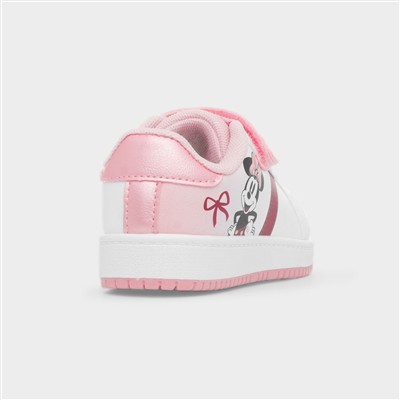 Kids White & Pink Easy Fasten Trainer