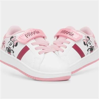 Kids White & Pink Easy Fasten Trainer