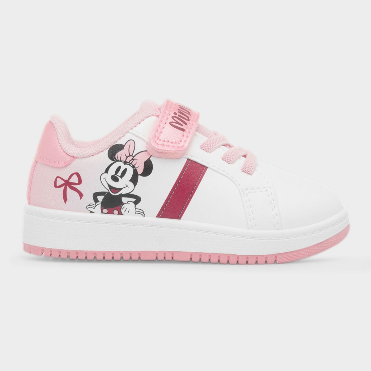 Kids White & Pink Easy Fasten Trainer