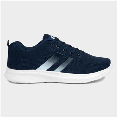 Mens Knitted Lace Up Trainer in Navy
