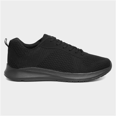 Aden Mens Black Lace Up Knitted Trainers