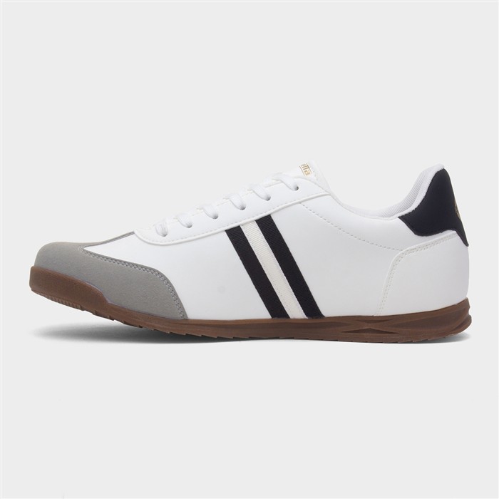 Tackle Mens White Lace Up Trainer