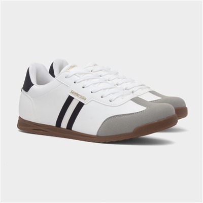 Tackle Mens White Lace Up Trainer