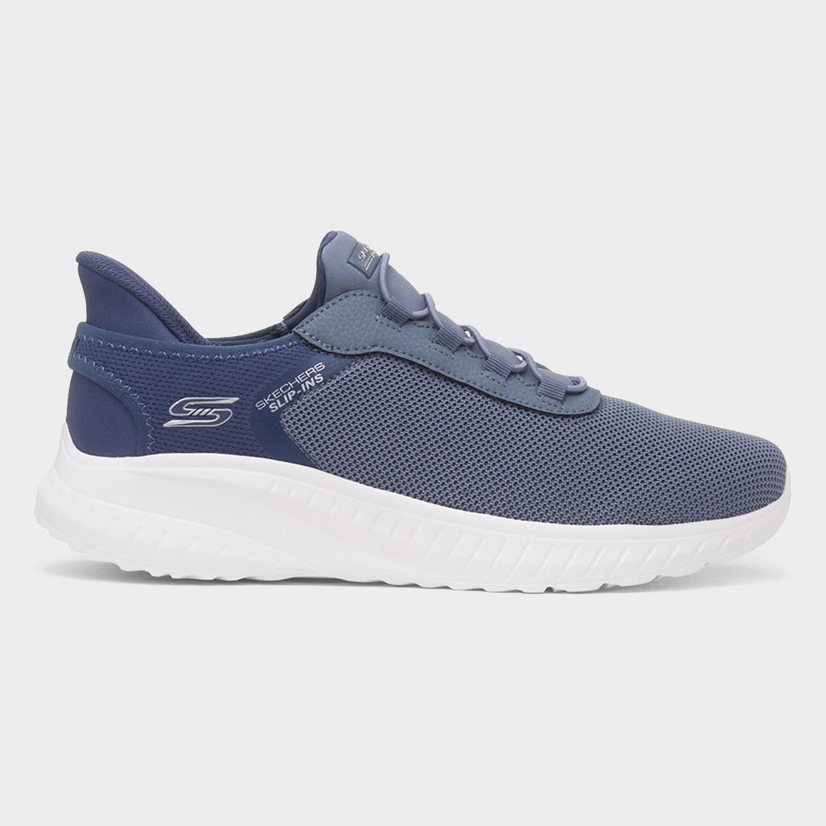 Skechers Slip Ins Bobs Squad Mens Blue Trainer-80864 | shoezone