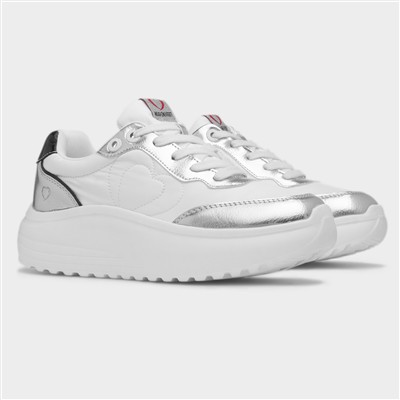 Peace Womens White Chunky Trainer