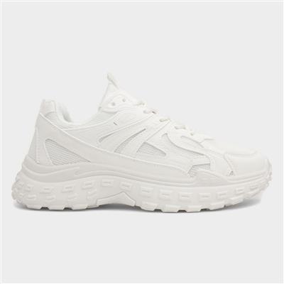 Isobel Womens White Lace Up Trainer