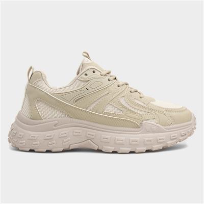 Isobel Womens Beige Lace Up Trainer