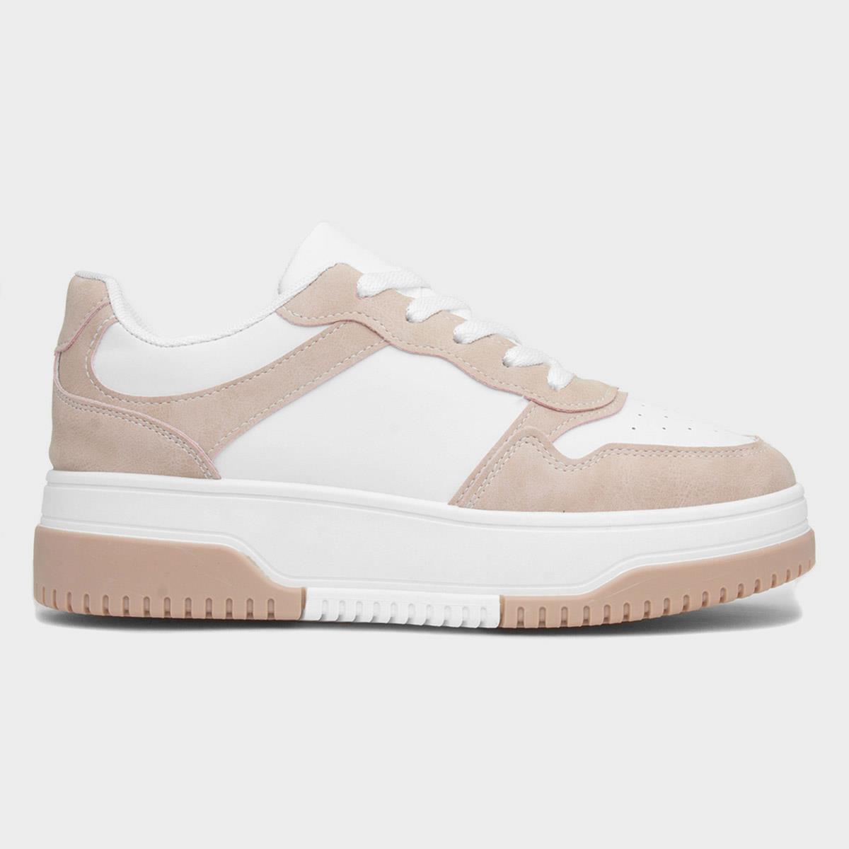 Gemma Womens White & Nude Chunky Trainer