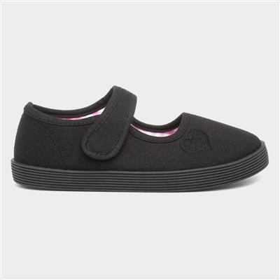 Waveney Girls Black Plimsolls Shoe
