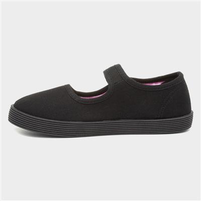 Girls Black Plimsolls Shoes