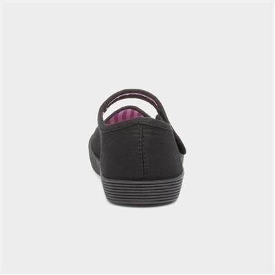 Girls Black Plimsolls Shoes