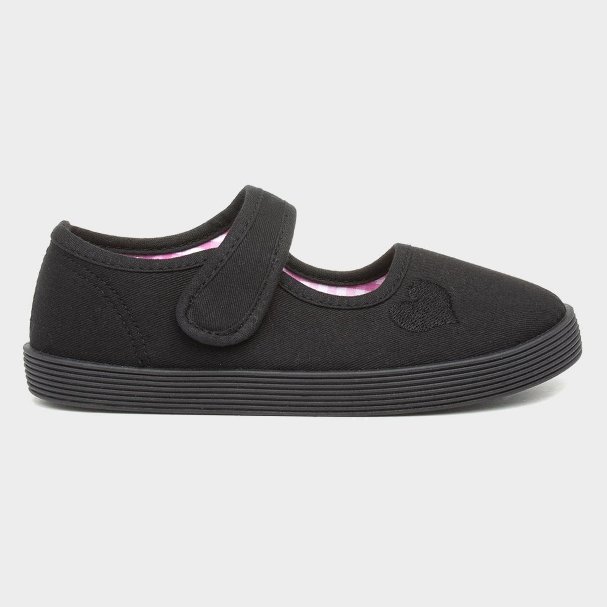 girls black plimsolls