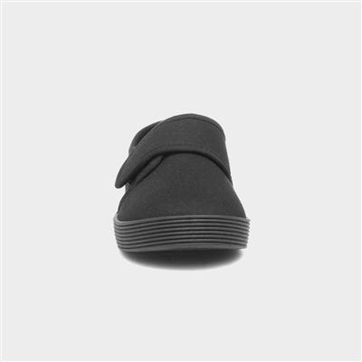 Kids Black Easy Fasten Plimsoll