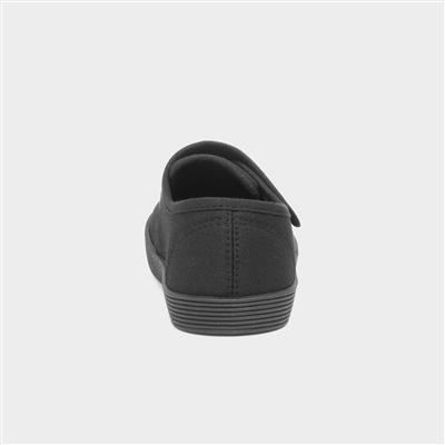 Kids Black Easy Fasten Plimsoll
