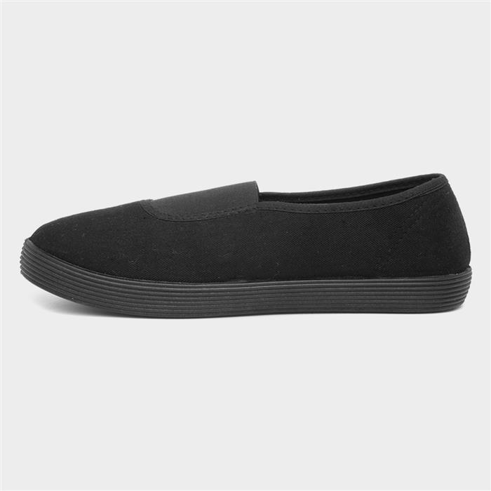 Walkright Kids Black Slip On Plimsoll-81277 | Shoe Zone