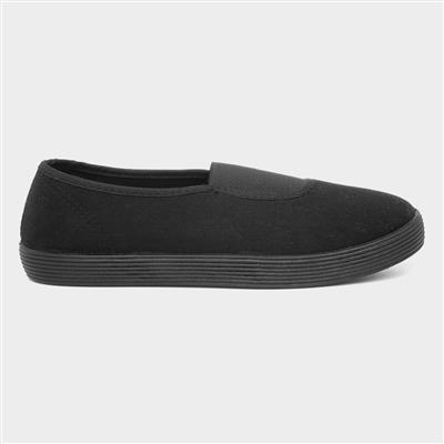 Kids Black Slip On Plimsoll