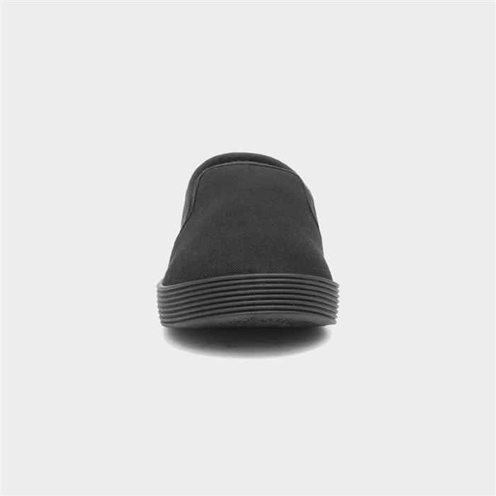 Kids Black Slip On Plimsoll
