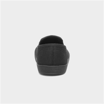 Kids Black Slip On Plimsoll